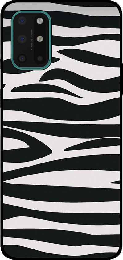Smartphonica Coque pour OnePlus 8T avec imprimé zèbre - Coque arrière en TPU motif zèbre - Wit Zwart / Coque arrière adaptée pour OnePlus 8T