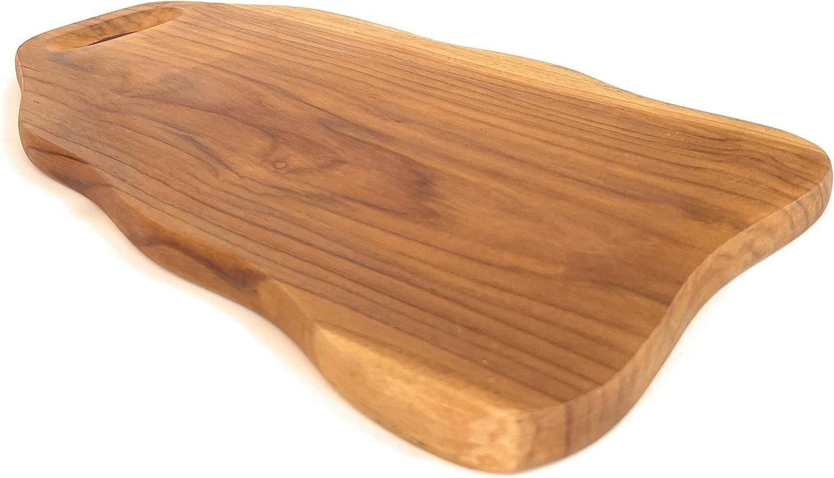 Grote houten snijplank met handvat - serveerplank van teakhout 30 cm