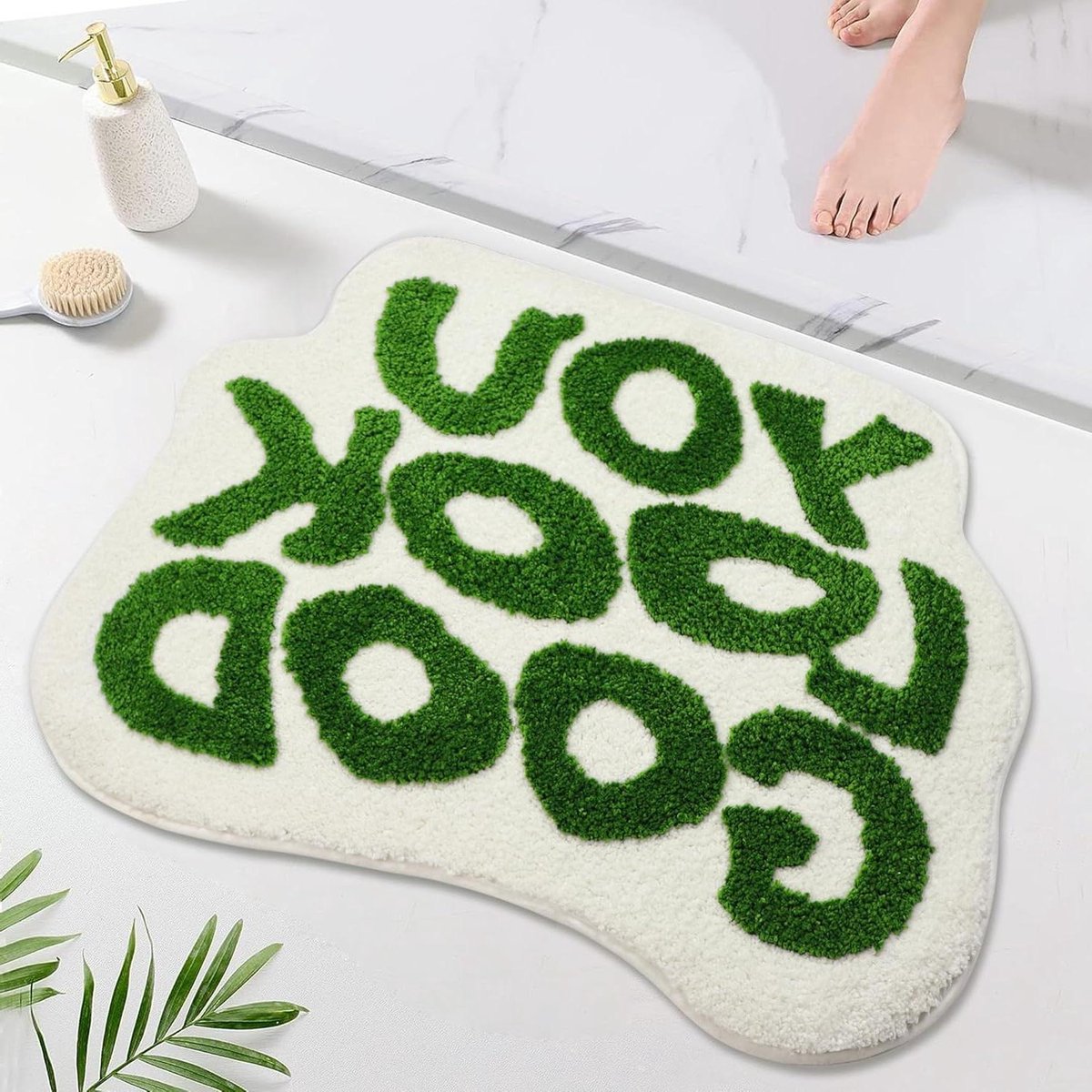 Gepersonaliseerd Grappig Badmat - Badkamer Deurmat Absorberend Antislip - Wasbaar Badkamertapijt 64x54 cm Groen