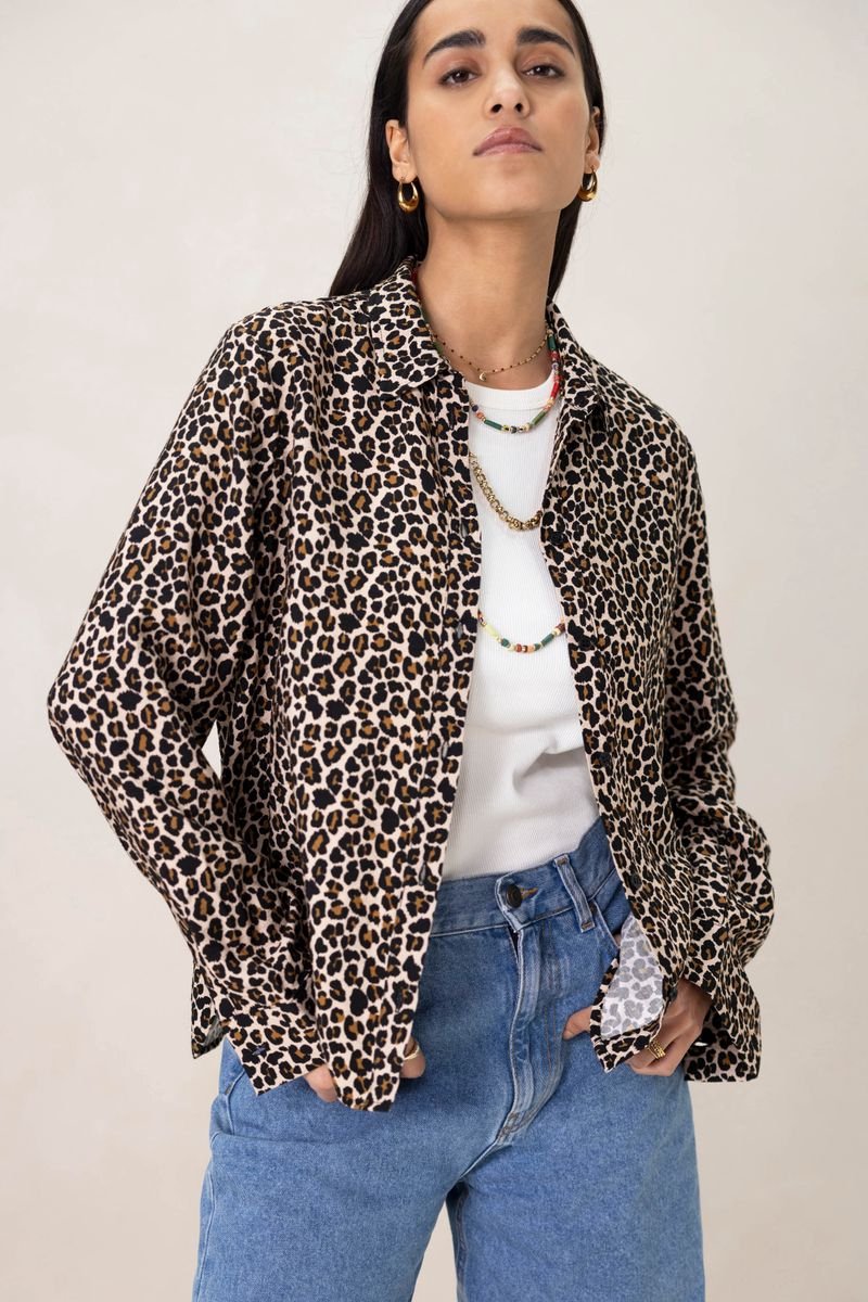 Sissy-Boy - Bruine blouse met leopard print