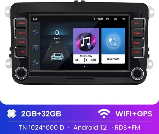 Autoradio - 2din - Apple Carplay - Android Auto - Pour Volkswagen Golf 5 6 Polo Passat B6 B7 Cc Skoda Jetta Universal Muiltmedia - Navigation GPS WiFi - Caméra de recul - Sans USB