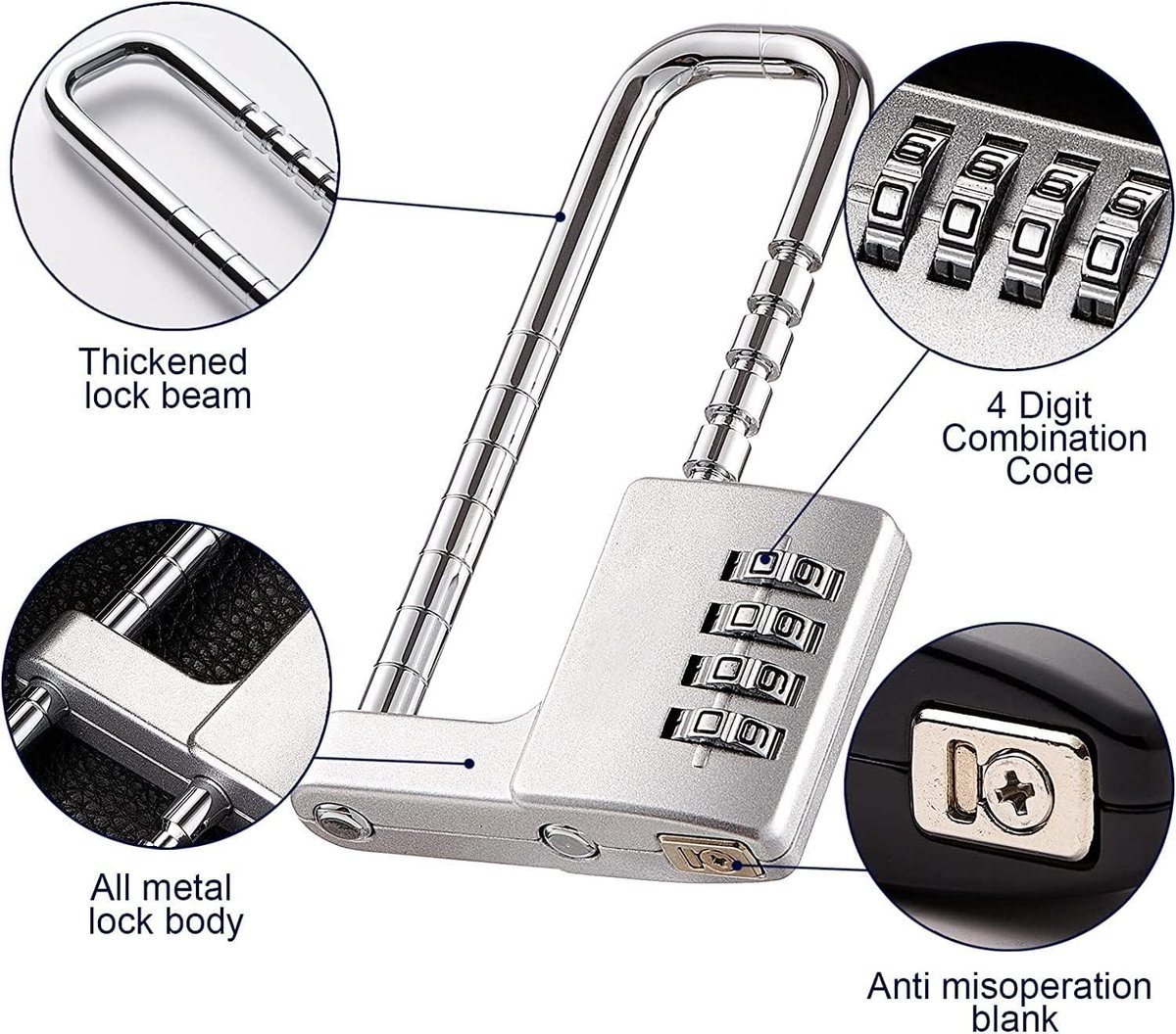 4 Pack 4-cijferige combinatieslot Resettable Waterdicht hangslot Outdoor Keyless hangslot met geharde beugel voor school Gym deurkast, poort, hek, gereedschapskist, koffer, Hasp opslag