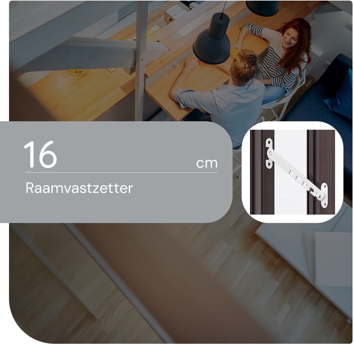 Raamvastzetter en Deurvastzetter 16cm - met Bevestigingsmateriaal - Wit thumbnail 3