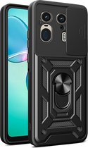 Coque Motorola Edge 50 Ultra - Coque blindée MobyDefend avec Ring rotatif - Zwart - Étui de protection pour téléphone portable - Étui de téléphone adapté pour : Motorola Edge 50 Ultra