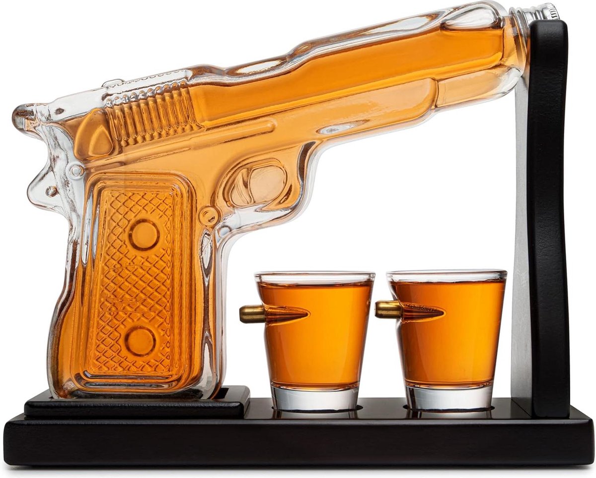 Whisky Karaf Pistool Gun Decanter Fles met Bullet Shot Glazen - Liquor Set voor Wodka Scotch Bourbon