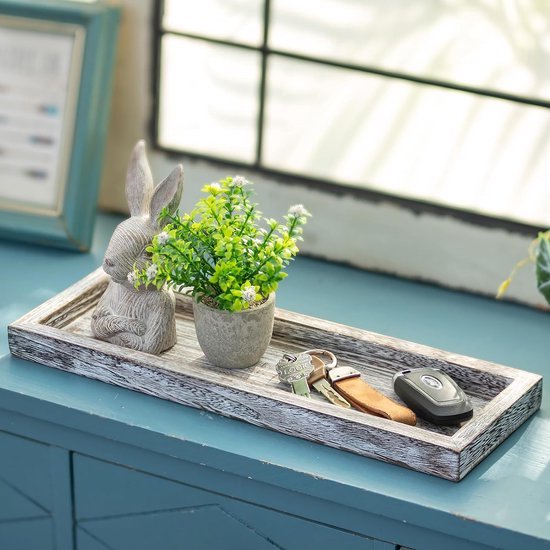 Romadedi Rechthoekig Houten Dienblad Decoratie: Langwerpig Vintage Kaarsenplateau Schaal voor Kaarsen Tafel Centerpiece Tafeldecoratie Thuis Salontafel Keuken