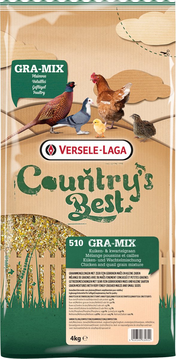 Versele-Laga Country`s Best Gra-Mix Kuiken- & Kwartelgraan - Kippenvoer - 4 kg