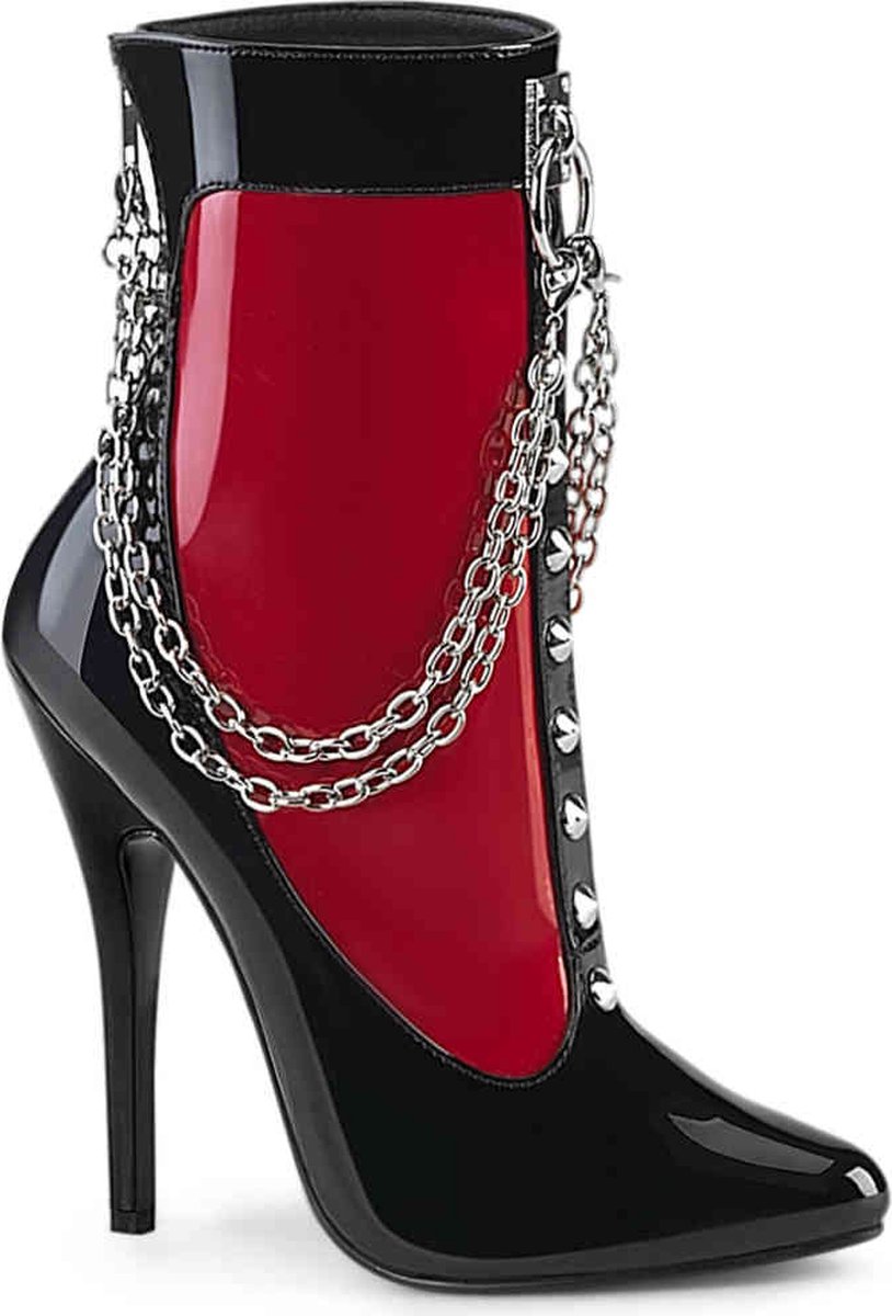 Devious - DOMINA-1033 Enkellaars - US 12 - 42 Shoes - Zwart/Rood
