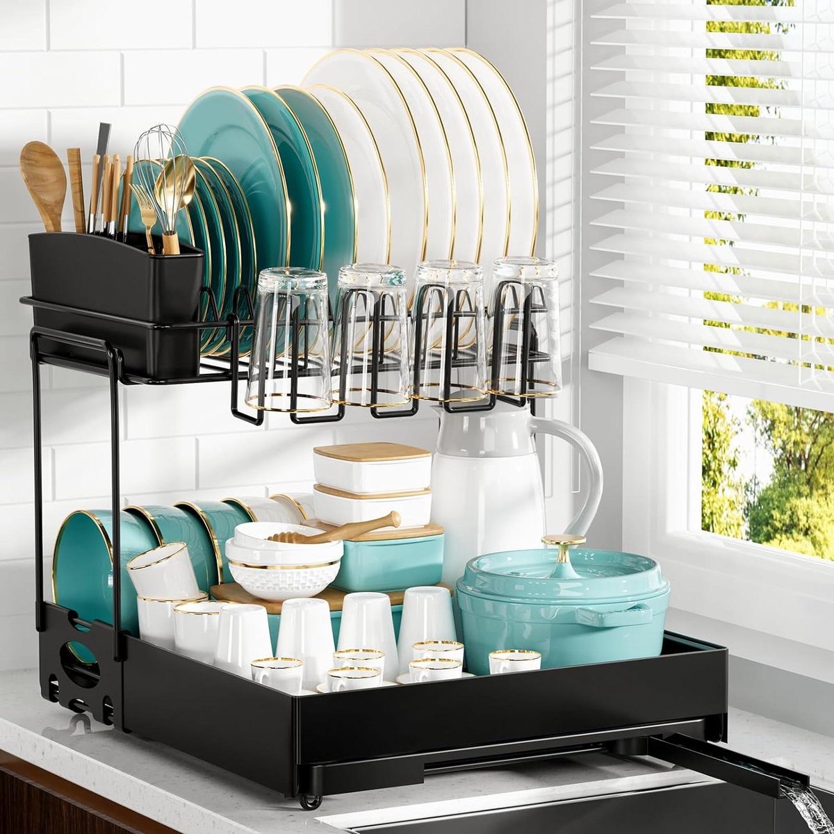 Goedkoopste Servies afdruiprek roestvrij staal - handig keuken afdruiprek met drainer