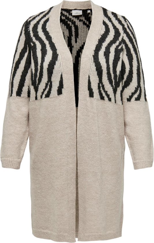 ONLY CARMAKOMA CARJADE ZEBRA L/S CARDIGAN KNT NOOS Dames Vest - Whitecap Gray Pirate Black