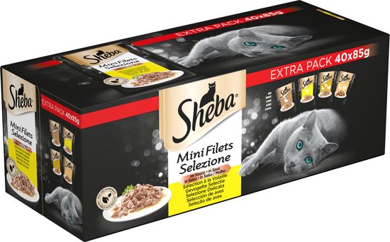 Sheba Kattenvoer - Mini Filets - Gevogelte in Saus - 40x85g Mega-Pack