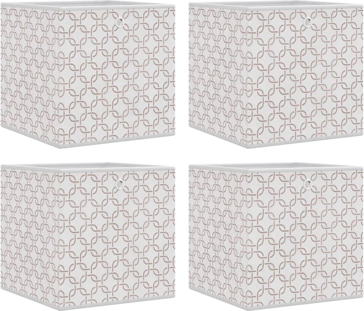 VidaXL Opbergboxen 4 st inklapbaar 32x32x32 cm ongeweven stof crème