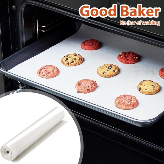 Herbruikbare bakmat, siliconen, op maat te snijden, siliconen mat, anti- aanbaklaag, BPA-vrij, levensmiddelenkwaliteit, werkblad, mat voor oven, luchtfriteuse (30 cm x 2,5 m