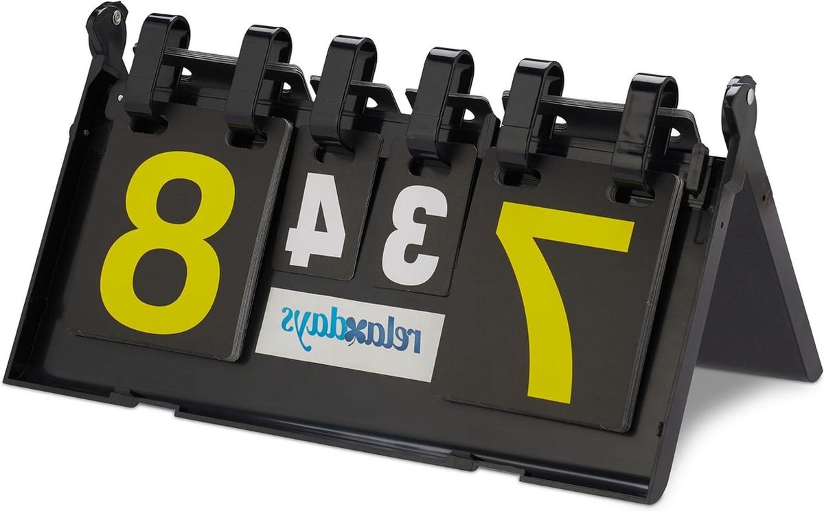 Grote cijfers scorebord tafeltennis en hockey - 21 x 38 x 20 cm - zwart