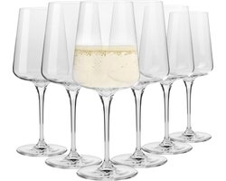 wijnglazen voor witte en mousserende wijn | Set van 6 stuks | Elegant | Crystal Glass | Loodvrij glas | Perfect voor thuis, restaurant en feesten | Kunnen worden gewassen in de vaatwasser