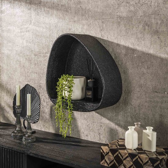 Foto: Wandrek 4 verdiepingen houten wandboard in retro industrieel design 60 cm voor boeken decoratie planten wijnflessen stabiel metalen frame voor keuken woonkamer kantoor