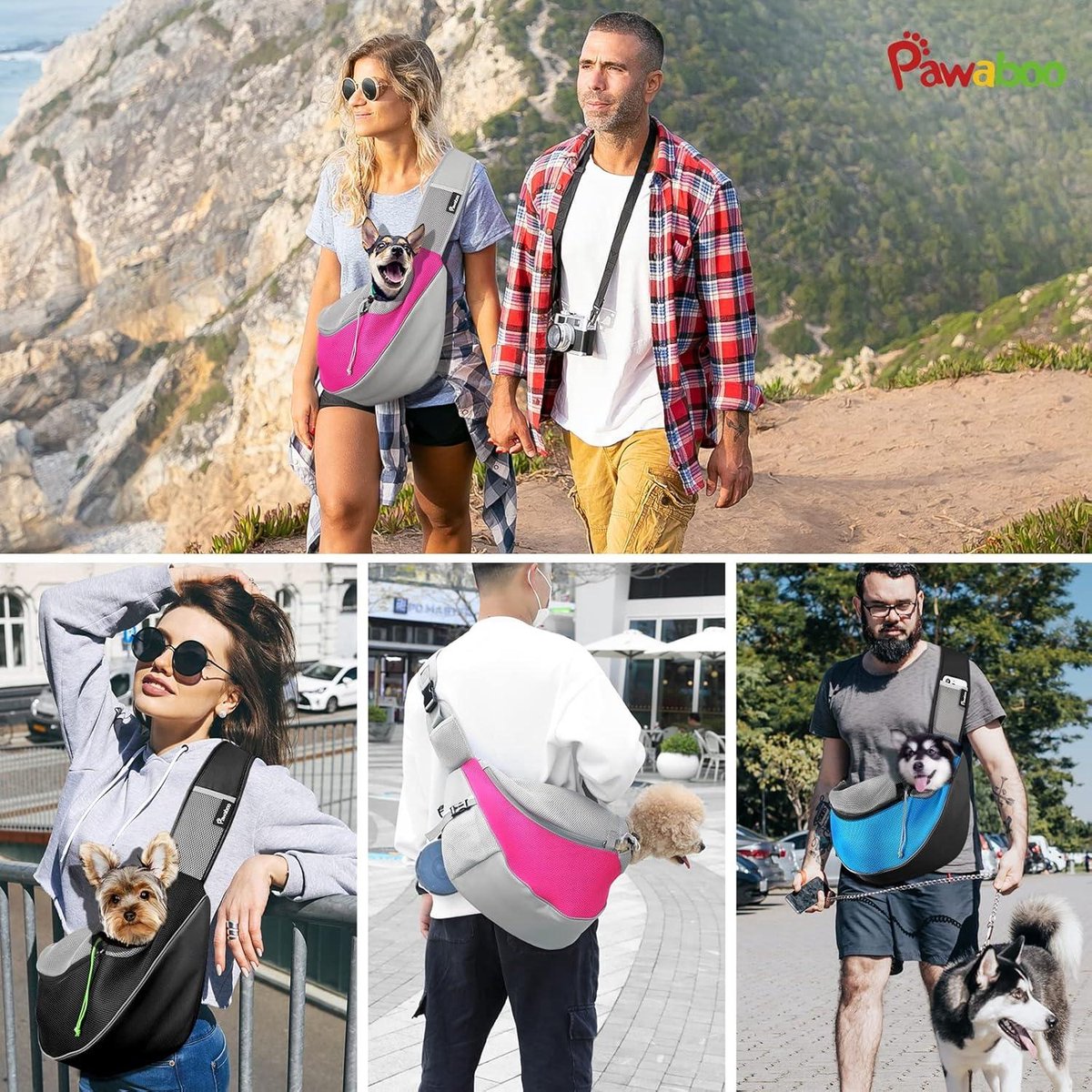 Hands-Free Dog Sling Carrier - Adjustable Crossbody Pet Bag For Small Dogs Up To 10 Lbs