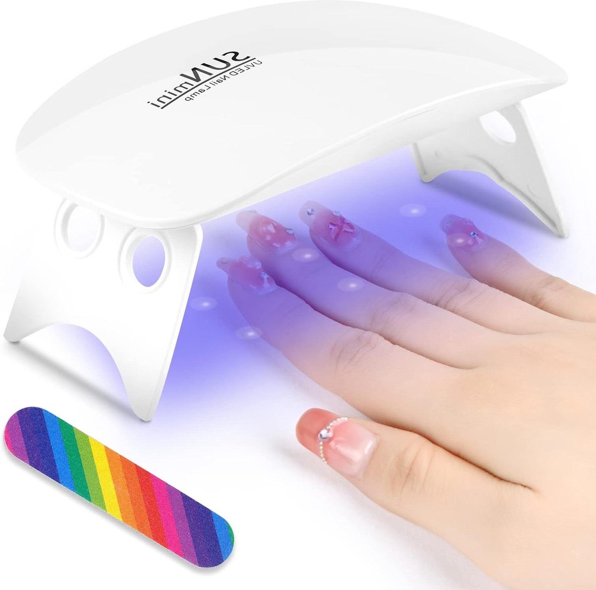 Elektrische Nageldroger Mini UV lamp voor gelnagels draagbare USB led nagellamp 60s-120s timer nageldrogerlamp met 6 LED lampen met nagelvijl nagelgereedschap voor het drogen van vingernagels en teennagels (D)