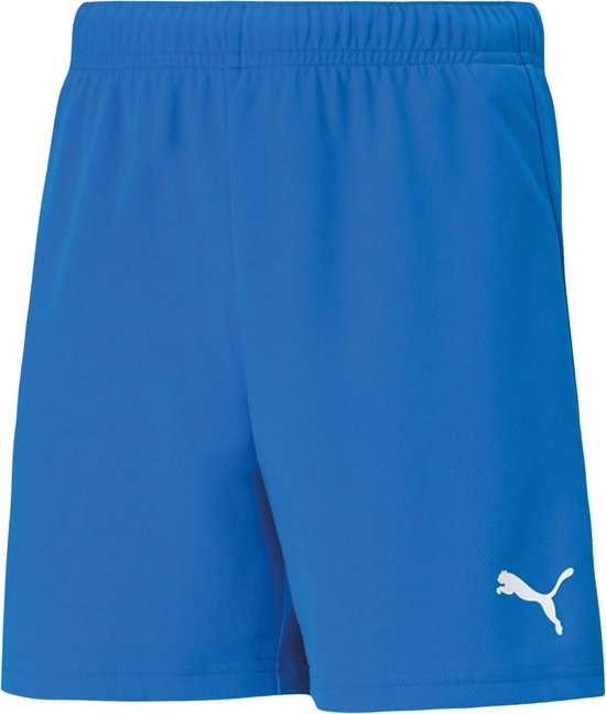 Short de sport bleu cobalt vif avec logo Puma sur le côté.