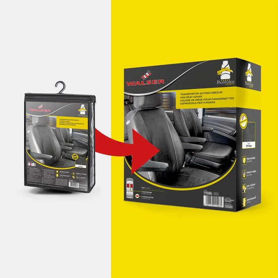 WALSER 11507 Autostoelhoes Transporter Fit, Kunstleer Hoes voor autostoel antraciet compatibel met Mercedes-Benz Viano/Vito, Einzel- & Dubbele Bank