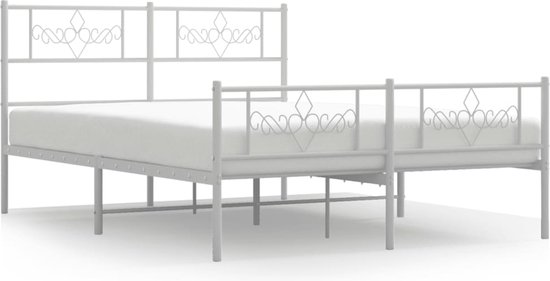 Bedframe met hoofd- en voeteneinde metaal wit 140x200 cm | -nl