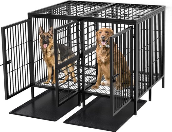 BRONZEDOG Pitbull hondenmuilkorf metalen masker, Amstaff draadmand, pitbull verstelbare lederen banden voor grote honden (zwart