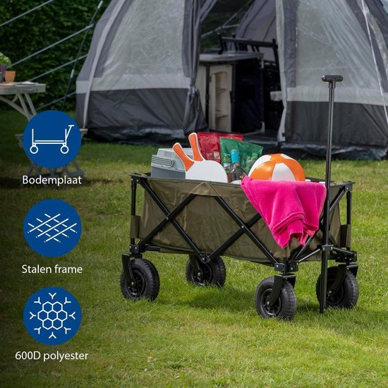 Opklapbare strandwagen / bolderkar - 70 kilogram belastbaarheid met tas - TRAVEL HC-0910 Bolderkar — afbeelding 3