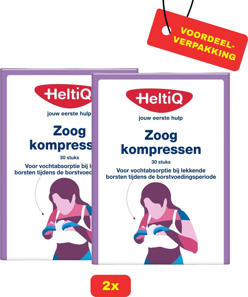 Goedkoopste 2 x HeltiQ Zoogkompressen 30 stuks - Voordeelverpakking