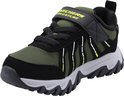 Zwarte en olijfgroene Skechers sneaker voor kinderen met 'Adventure' op klittenband.