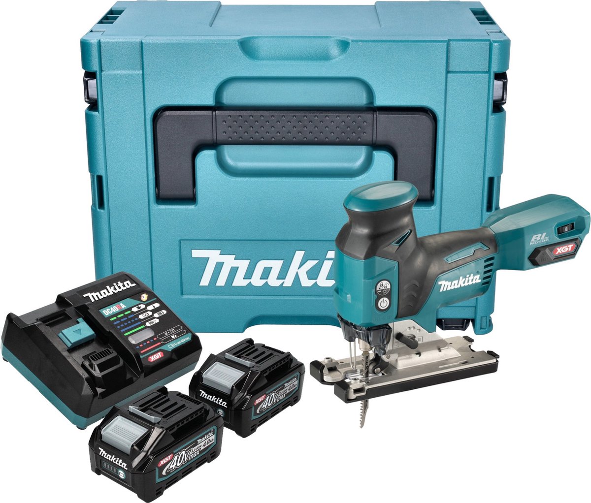 Makita JV 001 GM201 Accu-decoupeerzaag 40 V max. 135 mm borstelloos + 2x accu 4.0 Ah + lader + Makpac