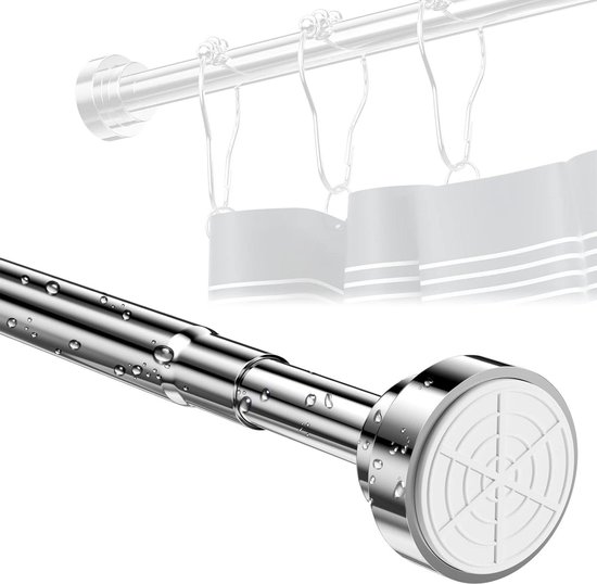 Tringle à Rideau de Douche sans perçage - Pinces à Tringle télescopiques Cadres de Porte Baignoire - Extensible à Serrer - Tringle à Rideau 85-140 cm sans perçage