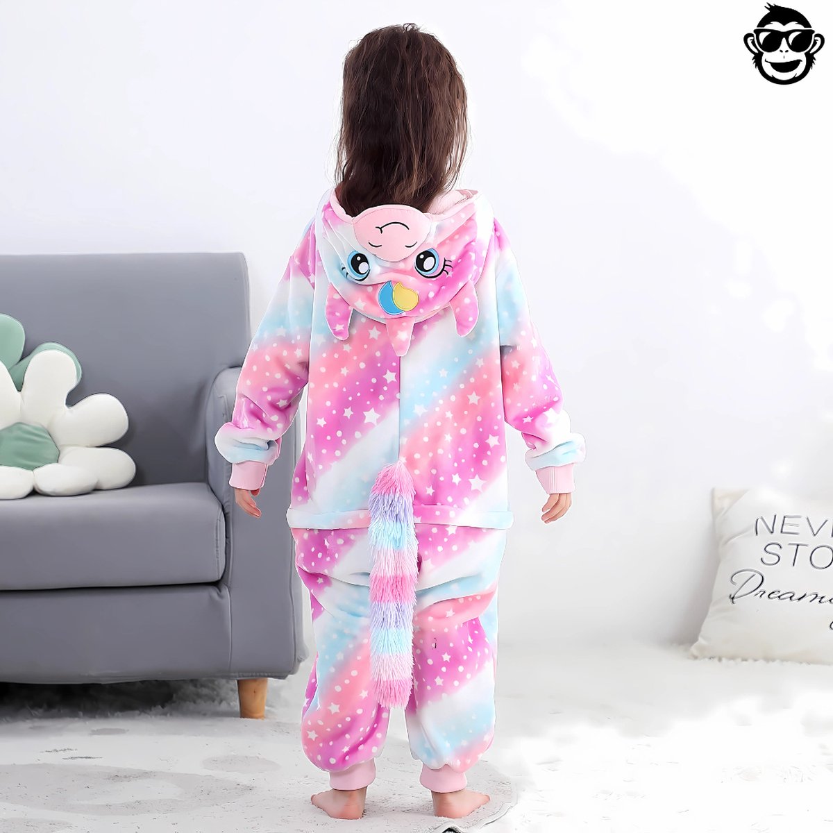 BoefieBoef Dieren Onesie Verkleedkleding Kinderen 5-9 jaar – Comfortabele Kostuum Pyjama – Maat 120 tot 140 – Dierenpak voor Jongens en Meisjes – Feest, Carnaval Verkleedkleding - Kerst, Dierenpak - of Verjaardag Cadeau - Eenhoorn — afbeelding 8