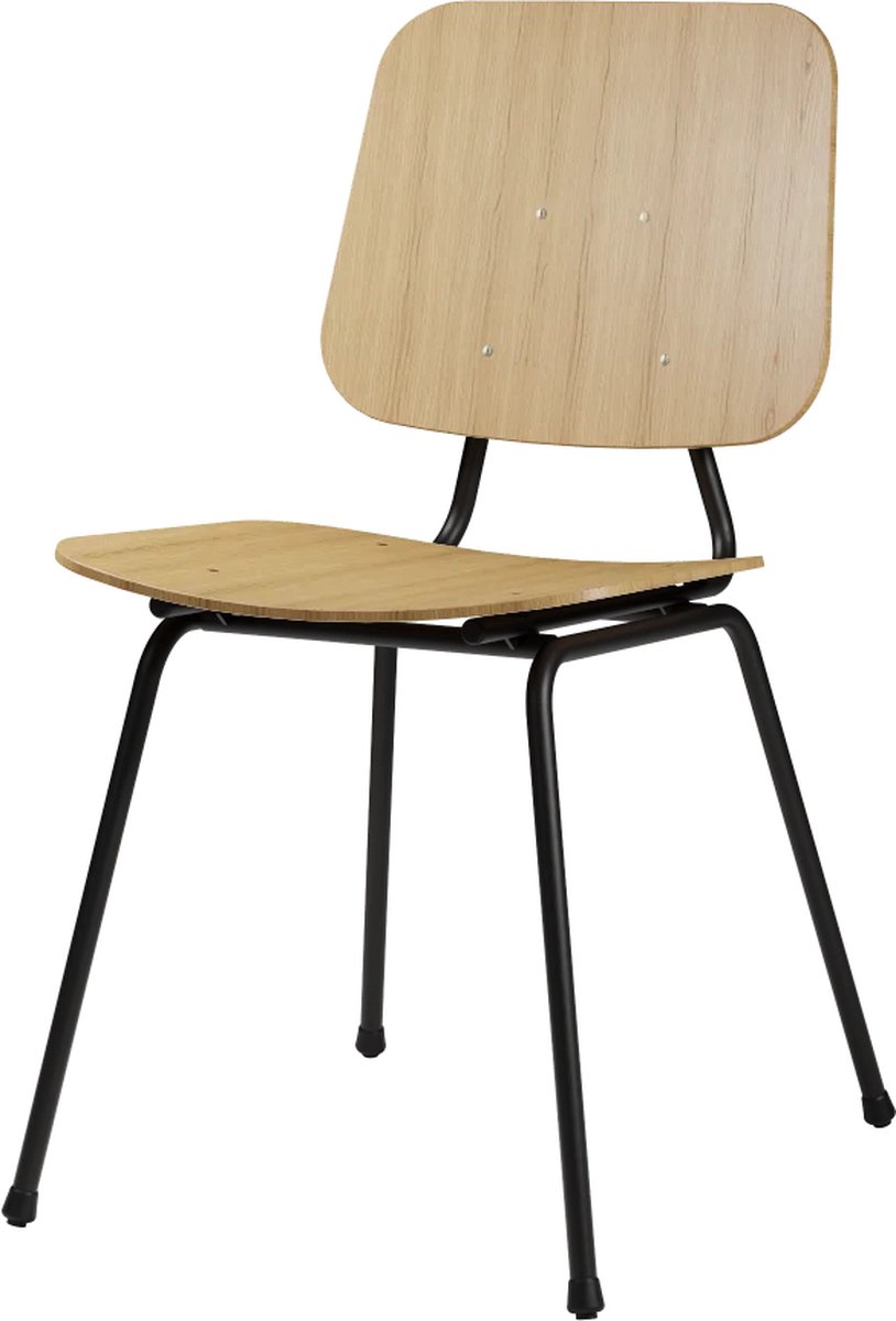 Design In Box - Eetkamerstoel - Eetstoel - Zwart/Naturel - Metalen Poten