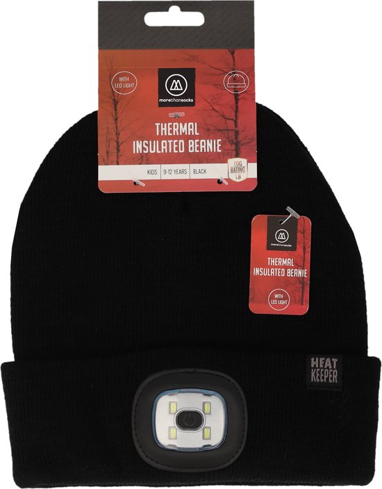 Morethansocks - Thermomuts kinderen - Unisex - 9 t/m 12 jaar + Led lichtje - Muts jongens - Muts meisjes - Wintermuts met lichtje oplaadbaar