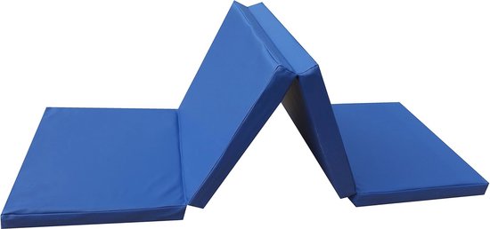 NiroSport Turnmat, inklapbaar, inklapbaar, 210 x 100 x 8 cm, blauw/geel, zachte vloermat, gymnastiekmat, fitnessmat, sportmat