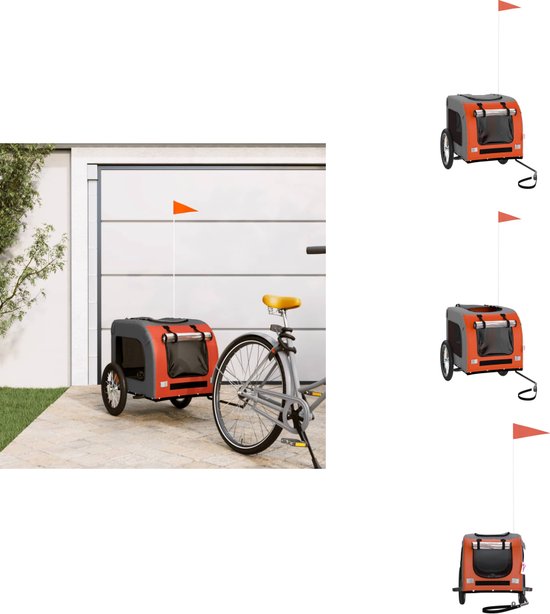 vidaXL Hondenfietskar Oranje Grijs Hondenkar Fietskar Fietswagen Hondentrailer
