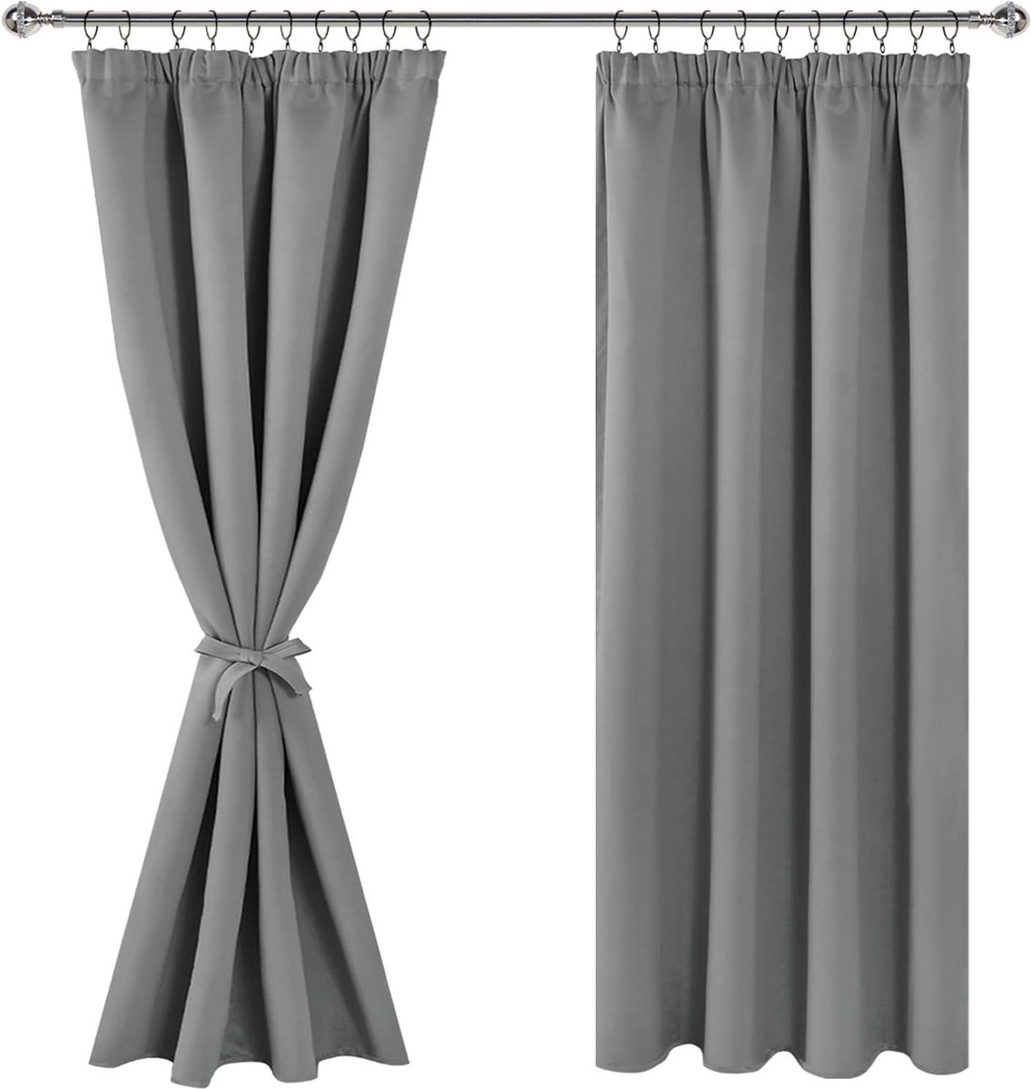 Green Harmony Verduisteringsgordijnen Gordijnen met Plooiband Ondoorzichtig Woonkamer Slaapkamer Thermogordijn H 175 x B 140 cm Set van 2 gordijnen kant en klaar met haakjes