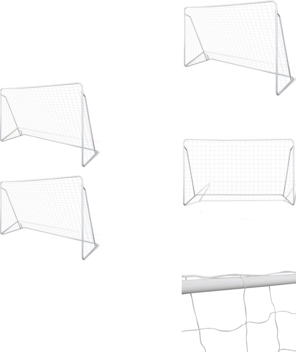 vidaXL Voetbal Net - Voetbal Netten - Voetbalgoal Net - Voetbalgoal Netten - Voetbalgoals 2 st 240x90x150 cm staal
