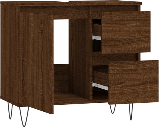 vidaXL Badkamerkast 65x33x60 cm bewerkt hout gerookt eikenkleurig