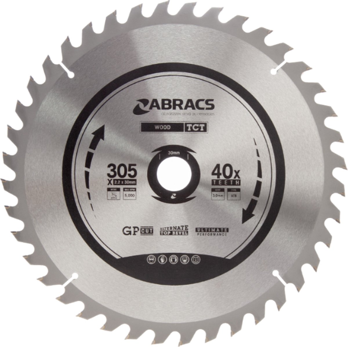Abracs TCT Cirkelzaagblad 305 mm x 30 mm x 60T - Hout