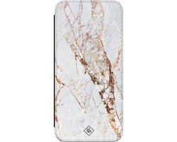 Casimoda® bookcase - Geschikt voor Samsung Galaxy S23 FE - Hoesje met pasjeshouder - Marmer Goud - Goudkleurig - Kunstleer