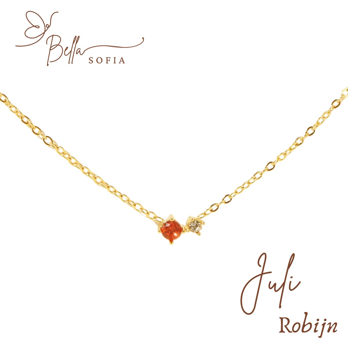 Bella Sofia® Geboortesteen Armband Juli - Uniek Goudkleurig Dames Sieraad - Valentijnscadeau - Valentijnsdag - Valentijn cadeau voor haar