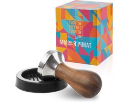 Espresso tamper set 49 mm roestvrij staal - elegant houten handvat - voor vol genot - inclusief tampermat