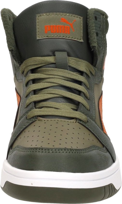 PUMA Puma Rebound V6 Mid WTR Jr Baskets pour femmes unisexes - Olive foncé-Sirop d'érable - PUMA Olive - Taille 38