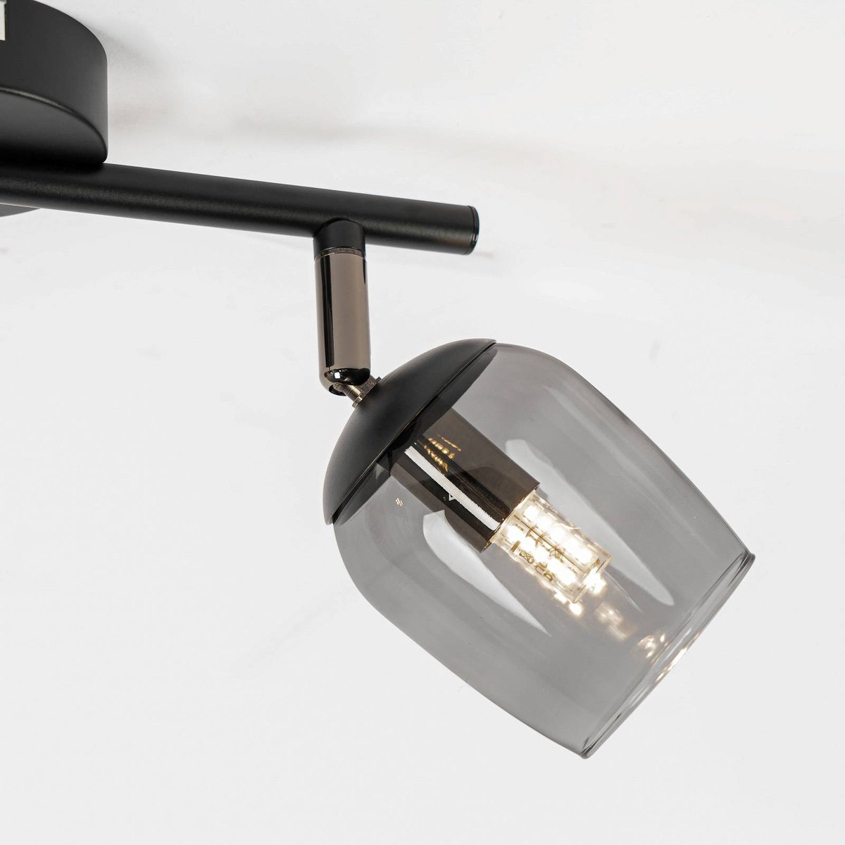 Lindby buitenspot 2lichts Glas ijzer H: 18 cm G9 rookgrijs donkergrijs