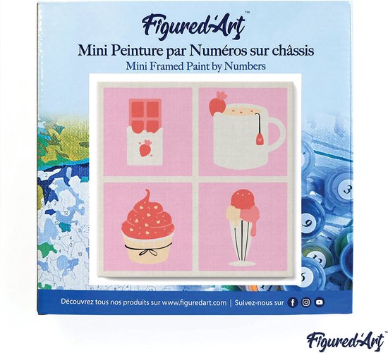 Mini Peinture Par Numéro Figured'Art 20x20cm Avec Cadre Plantes Grasses Petit Format 10207335