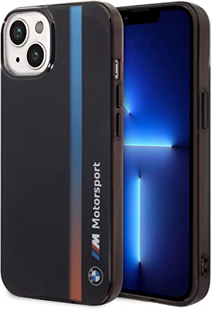 BMW M Tricolor Stripe Back Case - Geschikt voor Apple iPhone 14 (6.1") - Zwart