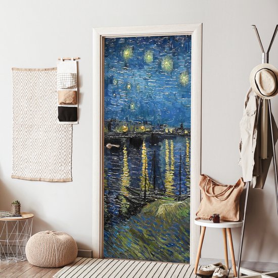 Sticker de porte Nuit étoilée sur le Rhône - Van Gogh - Art - 80x205 cm - Poster de porte