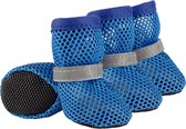 2 paar antislip hondenlaarzen, hondenpoot beschermers, antislip kleine en middelgrote honden laarzen, reflecterende ademende zachte mesh kleine hondenschoenen voor warm weer, warme wegen - blauw