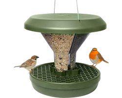Vogelvoederstation Davos SMART BIRDS - Voer voor vogels zonder knaagdieren - Robuust en betrouwbaar op te hangen - Herbruikbaar - 2 voederkamers - Gemaakt in de EU - Groen